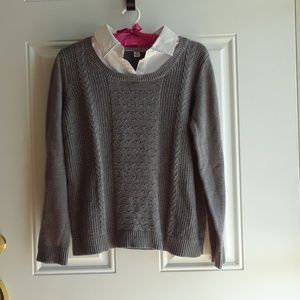 Croft & Barrow Petite Gray 2-in-1 Sweater